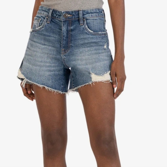 KUT from the Kloth Jane High Rise Distressed Shorts. Med Wash. Size Med - Picture 1 of 12